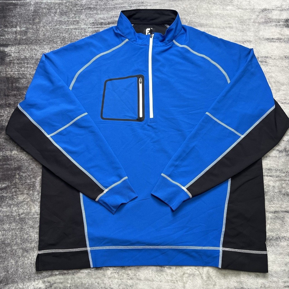 FootJoy 1/4 Zip Pullover Men's XL Blue Golf Athletic Fit Performance Long Sleeve